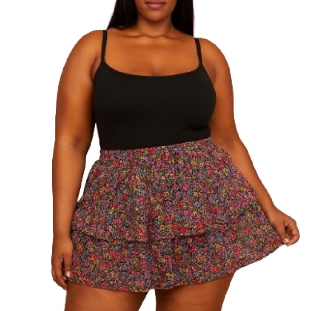 Tiered Ruffle Pull-on Mini Skirt Size 4X Shein Curvy  Summer Skirt Y2K-style
